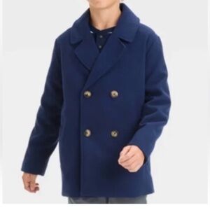 Boys' Solid Pea Coat - Cat & Jack Navy Blue M
